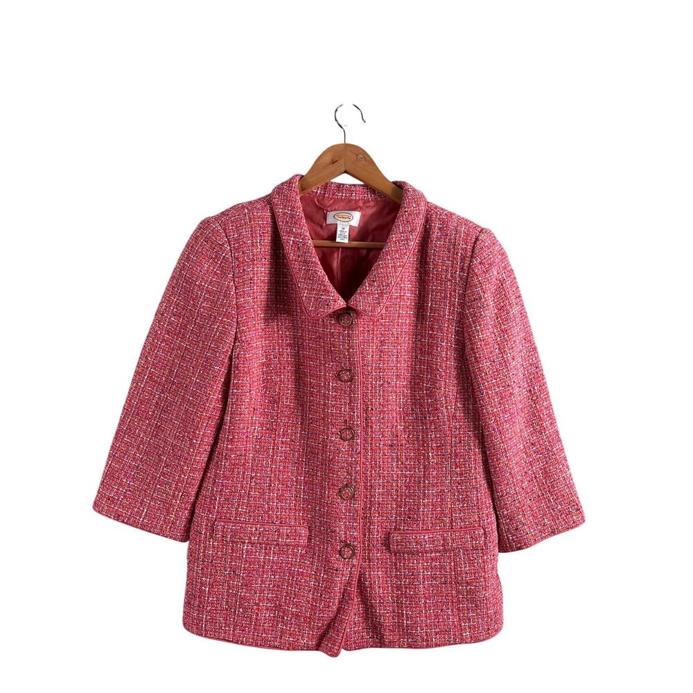 Talbots 2pc Set Skirt Suit Womens Size 10 Red Made in USA Tweed Office Corporate